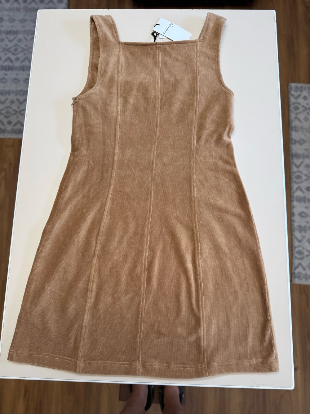 Thread & Supply Camel Corduroy Square Neck Mini Dress - Picture 3 of 6